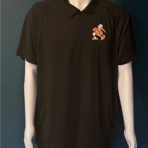 NWT 47 BRAND polo, men's XXL black, University of Miami, short sleeve.